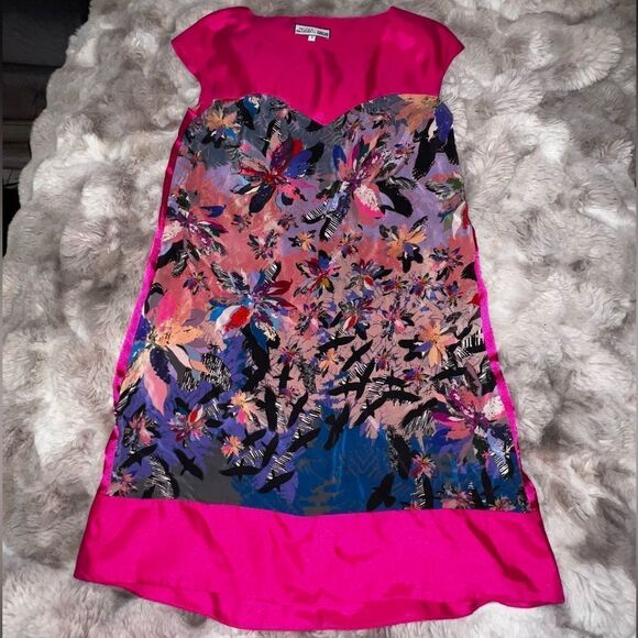 NICOLA DE MAIN Sleeveless Floral Shift Dress Cocktail Wedding Size 8 - Picture 3 of 12